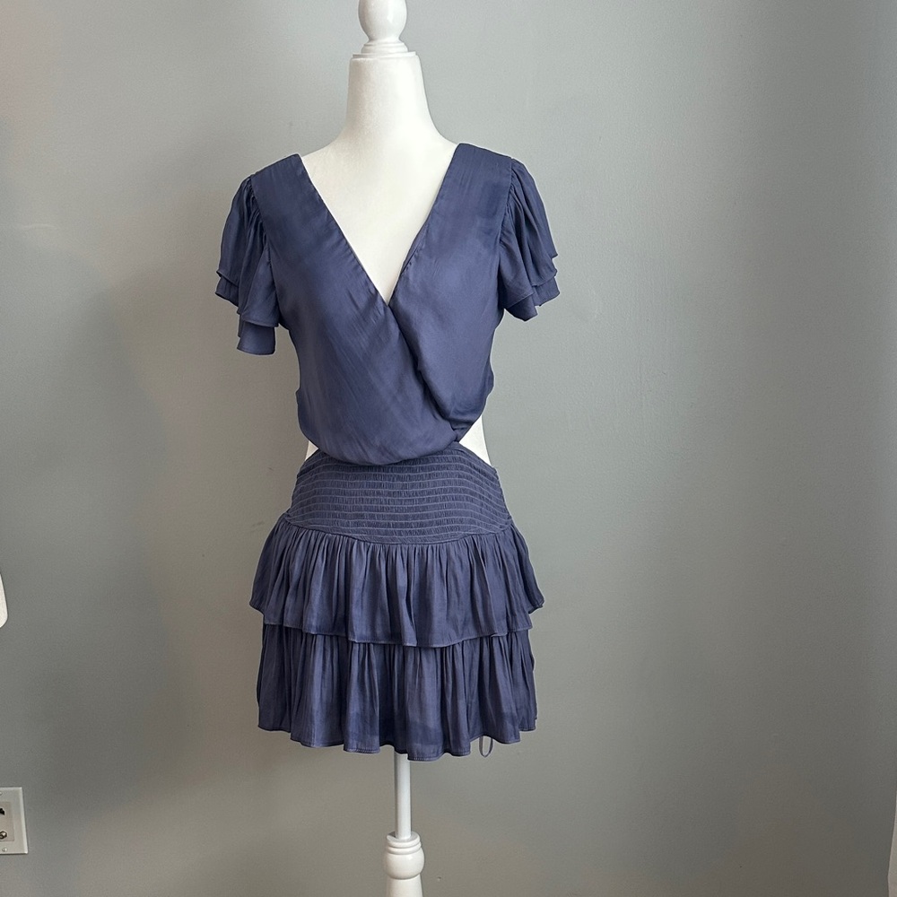Mustard Seed Navy Ruffle Mini Dress